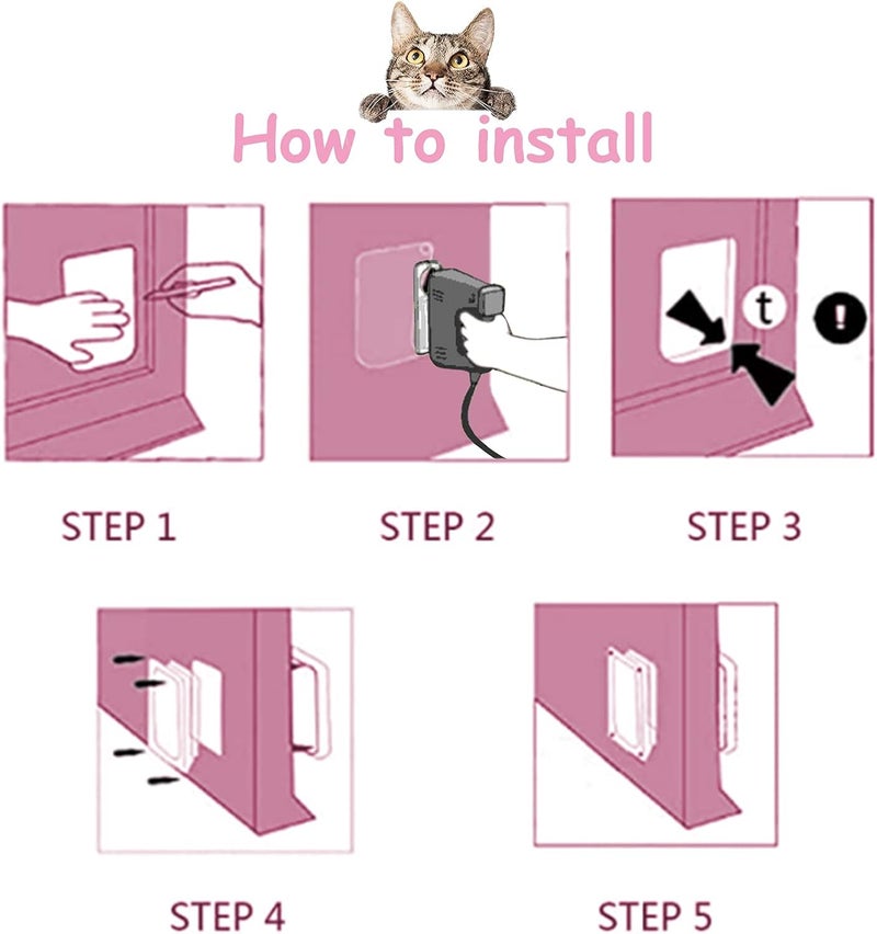 EGETOTA goTeamghjkl Cat Door Flap (Outer Size 9.9" x 9.2"), 4 Way Locking Large Cat Door for Interior Exterior Doors, Weatherproof Pet Door for Cats Doggie Kitties and Kittens with Circumference < 24.8" - Image 5