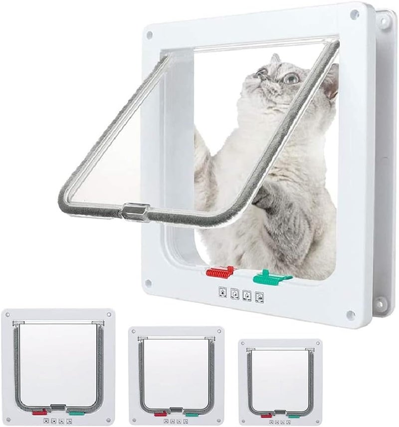 EGETOTA goTeamghjkl Cat Door Flap (Outer Size 9.9" x 9.2"), 4 Way Locking Large Cat Door for Interior Exterior Doors, Weatherproof Pet Door for Cats Doggie Kitties and Kittens with Circumference < 24.8" - Image 1
