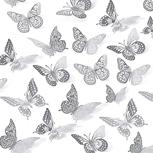 SpecialYou.in Special You Silver Butterfly Wall Stickers - 12 Pcs, Home Decor, Room Decoration, Butterfly Theme Birthday Decorations - Image 1