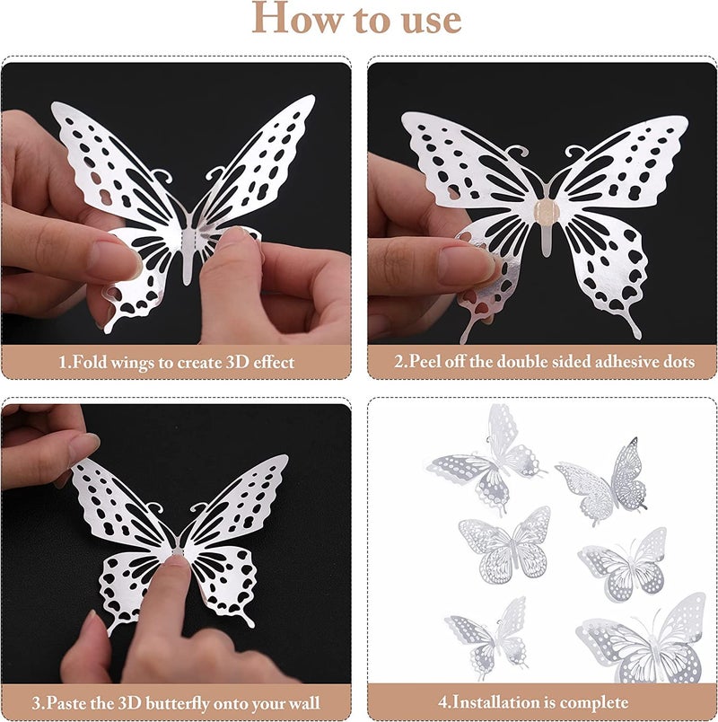 SpecialYou.in Special You Silver Butterfly Wall Stickers - 12 Pcs, Home Decor, Room Decoration, Butterfly Theme Birthday Decorations - Image 4