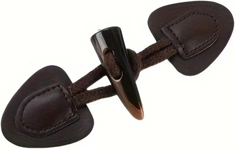 20 Pcs PU Leather Horn Buckle Toggle Button Fastener for Coat Jacket Duffle DIY Handmade Craft Sew On Clothing Sewing Decoration(Dark Coffee) - Image 2