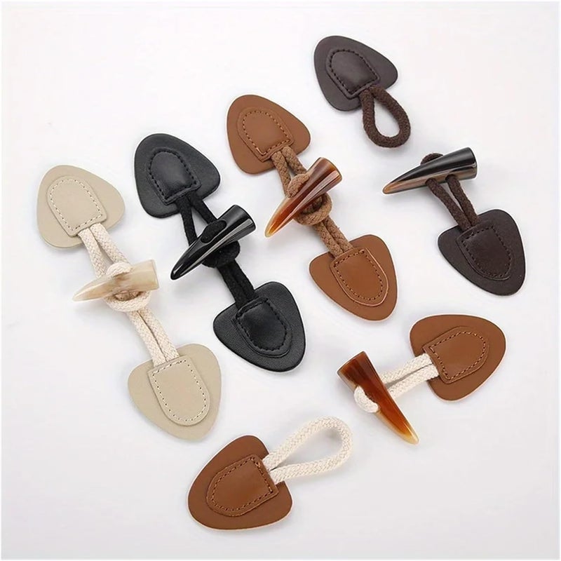 20 Pcs PU Leather Horn Buckle Toggle Button Fastener for Coat Jacket Duffle DIY Handmade Craft Sew On Clothing Sewing Decoration(Dark Coffee) - Image 5