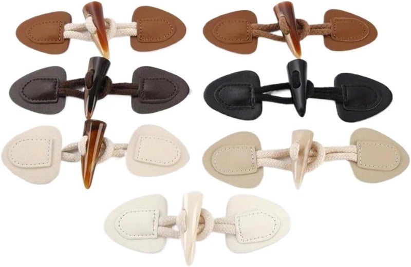 20 Pcs PU Leather Horn Buckle Toggle Button Fastener for Coat Jacket Duffle DIY Handmade Craft Sew On Clothing Sewing Decoration(Dark Coffee) - Image 1
