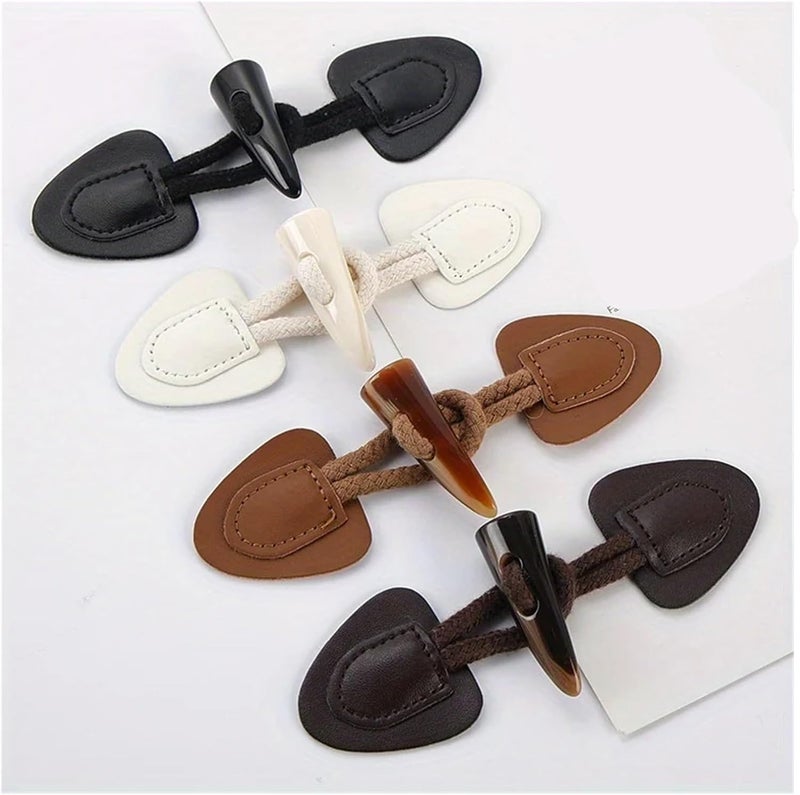 20 Pcs PU Leather Horn Buckle Toggle Button Fastener for Coat Jacket Duffle DIY Handmade Craft Sew On Clothing Sewing Decoration(Dark Coffee) - Image 3