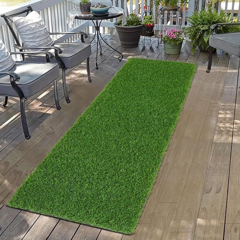 innovative edge innovative edge Artificial Grass Carpet Mat High Density Grass Polypropylene Carpet Mat for Covering Garden Hotel Restaurant Wall Terrace BalconyHome Decor Lawn 2X11 Feet Green  - Image 2