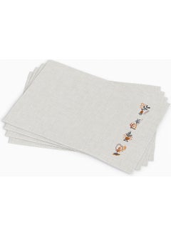 Cango Home Gray Yellow Bohemian Style Leaf Patterned Digital Printed Placemat Set of 4 4KMBS104-AS 