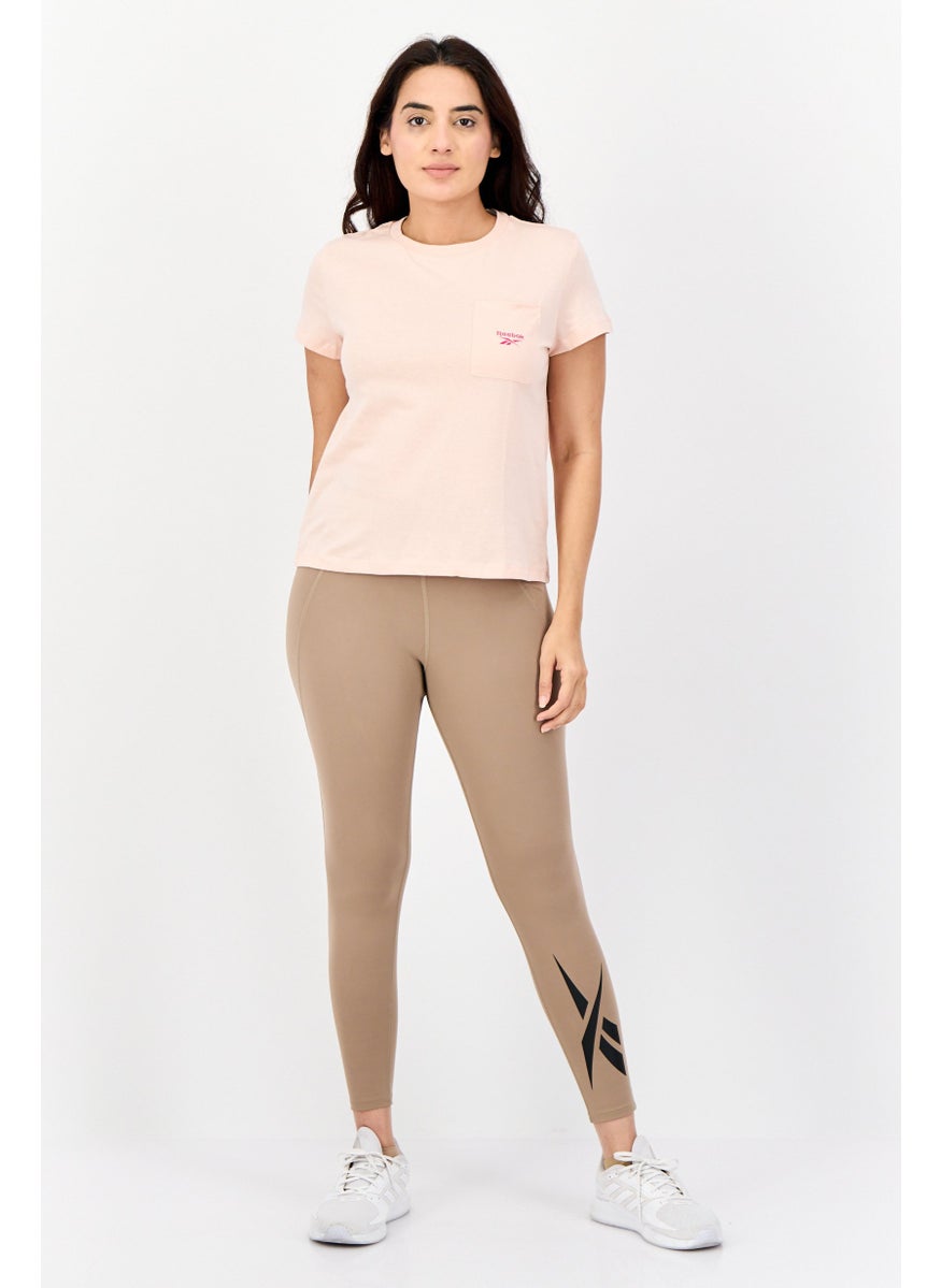 Reebok Women Sportswear Fit Short Sleeves Training Top, Peach  - Image 2