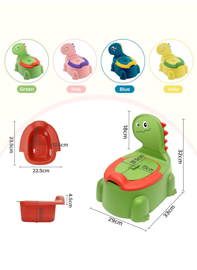 Toshionics Baby Dinosaur Potty Training Seat Dinosaur Potty Training Seat for Baby Toddlers and Kids Anti-Slip Portable Toilet Chair with Removable Tray Foldable and Comfortable Potty Trainer for Toddlers Boys and Girls (1-7 Years) with Backrest and Closing Lid Easy Clean and Travel Friendly Baby Potty Seat  - Image 2