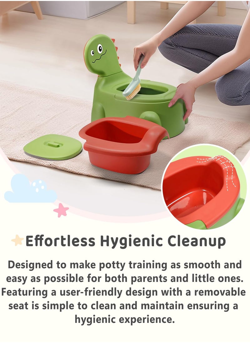 Toshionics Baby Dinosaur Potty Training Seat Dinosaur Potty Training Seat for Baby Toddlers and Kids Anti-Slip Portable Toilet Chair with Removable Tray Foldable and Comfortable Potty Trainer for Toddlers Boys and Girls (1-7 Years) with Backrest and Closing Lid Easy Clean and Travel Friendly Baby Potty Seat  - Image 4