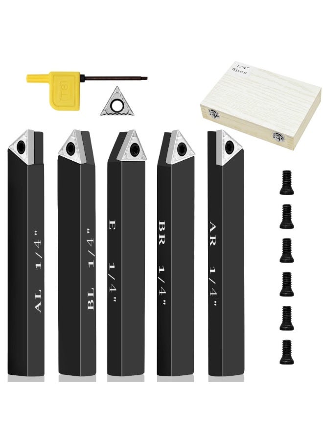 5PCS,Indexable Carbide Turning Inserts Holder Set for Machining Lathes, Metal Lathe Tools Inserts Bits with Carbide Inserts (Size : B) - Image 1