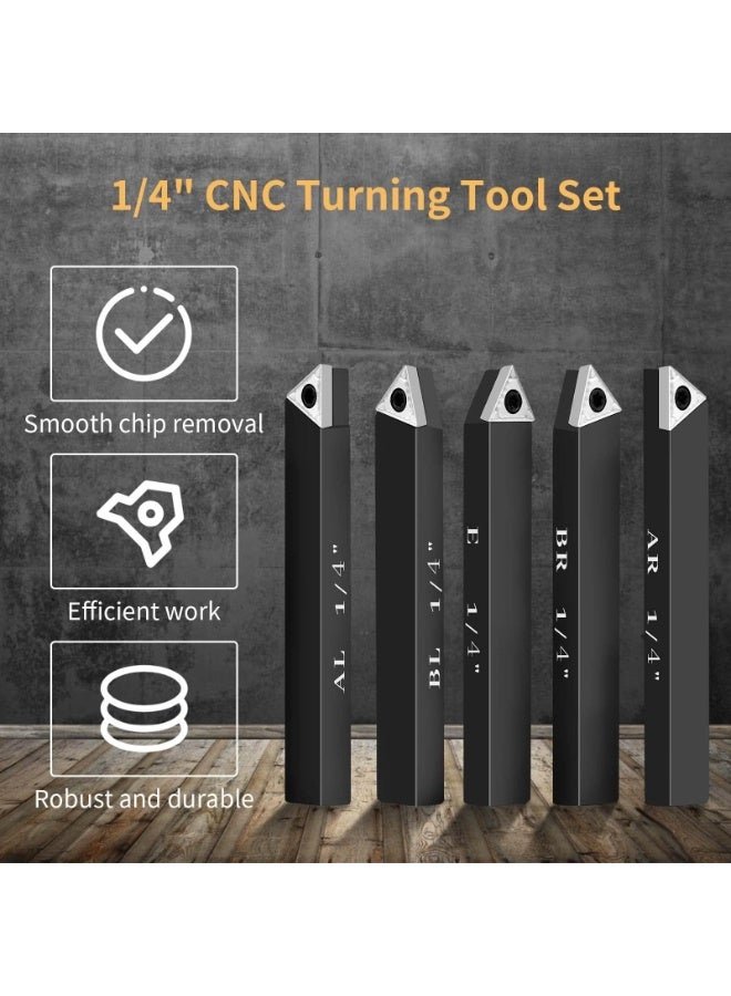 5PCS,Indexable Carbide Turning Inserts Holder Set for Machining Lathes, Metal Lathe Tools Inserts Bits with Carbide Inserts (Size : B) - Image 2