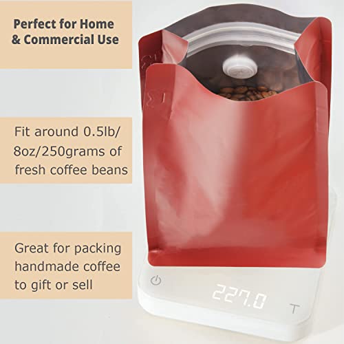 felipack 50 Count 8oz Red Coffee Bags with Aluminum Foil Liner, High Barrier Coffee Pouches with Degassing Valve, Ziplock Food Storage Bags with Pull Tape, Pack of 50, 6oz/0.5lb/250gram - Image 5