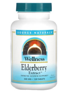 SOURCE NATURALS Wellness Elderberry Extract 500 mg 120 Tablets (166 mg per Tablet) 