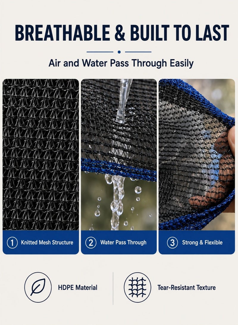 Toshionics Black Shade Net Roll with Blue Edge Trim, HDPE Garden, Greenhouse & Privacy Shade Cloth, Available Size 2 x 100 Meters and 3 x 50 Meters - Image 4