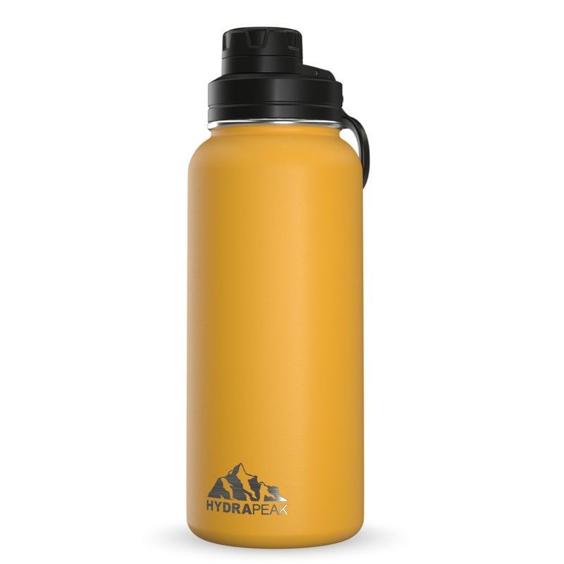 Hydrapeak 32oz Insulated Water Bottle with Chug Lid, Stainless Steel, Leak Proof, Mango - Image 1