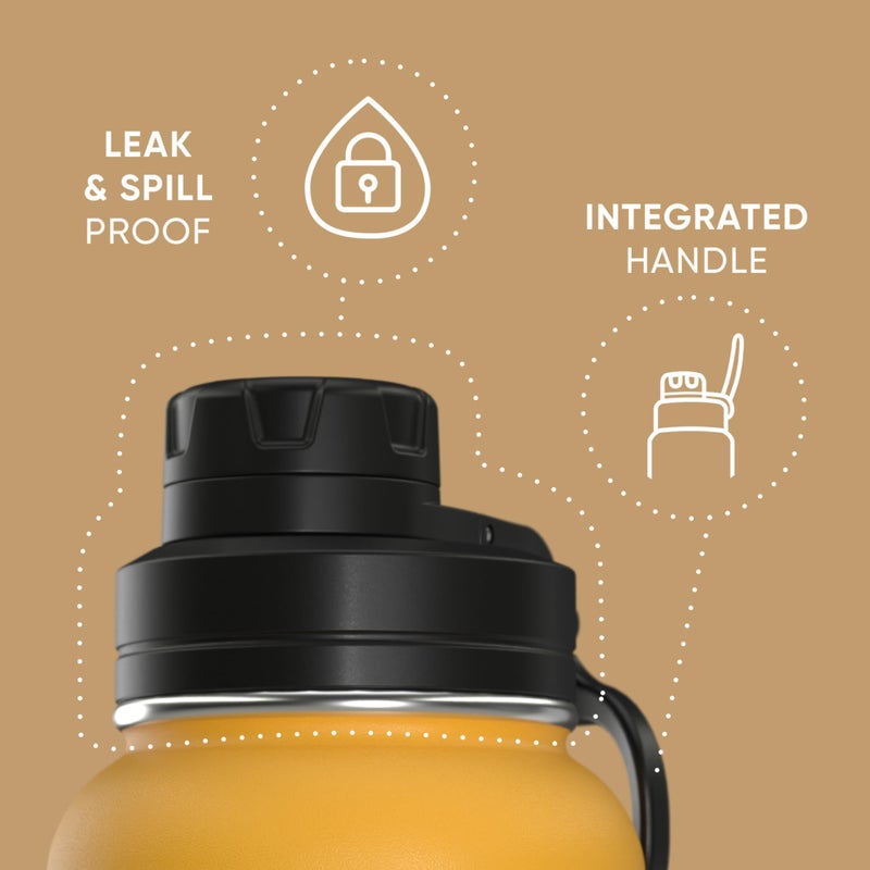 Hydrapeak 32oz Insulated Water Bottle with Chug Lid, Stainless Steel, Leak Proof, Mango - Image 2