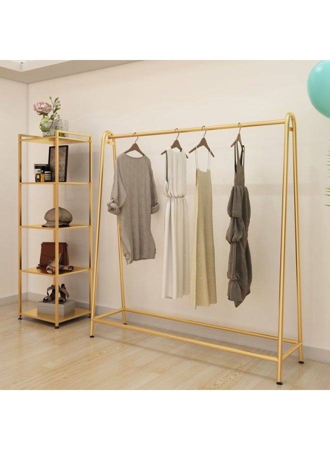 Clothes Hanger Clothing Store Display Rack Special Floor-to-Floor Wrought Iron Shelf Golden Household Bedroom-Colour:Nano Gold Length 120 Height 160  - Image 4