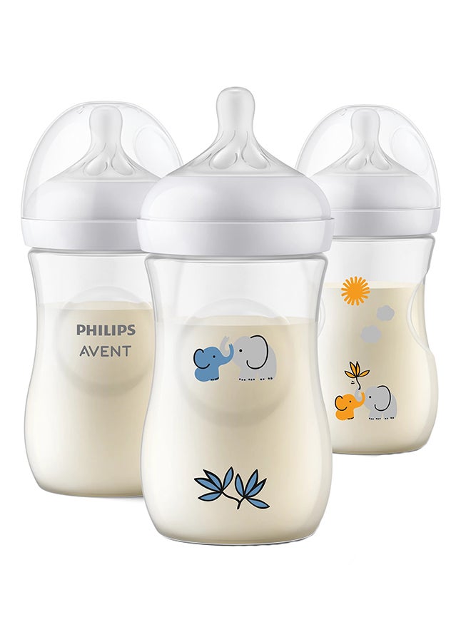 Philips Avent Natural Response Gift Set For Babies: 3 Natural Response Baby Bottles (260 ml) With Medium Flow (Flow 3)