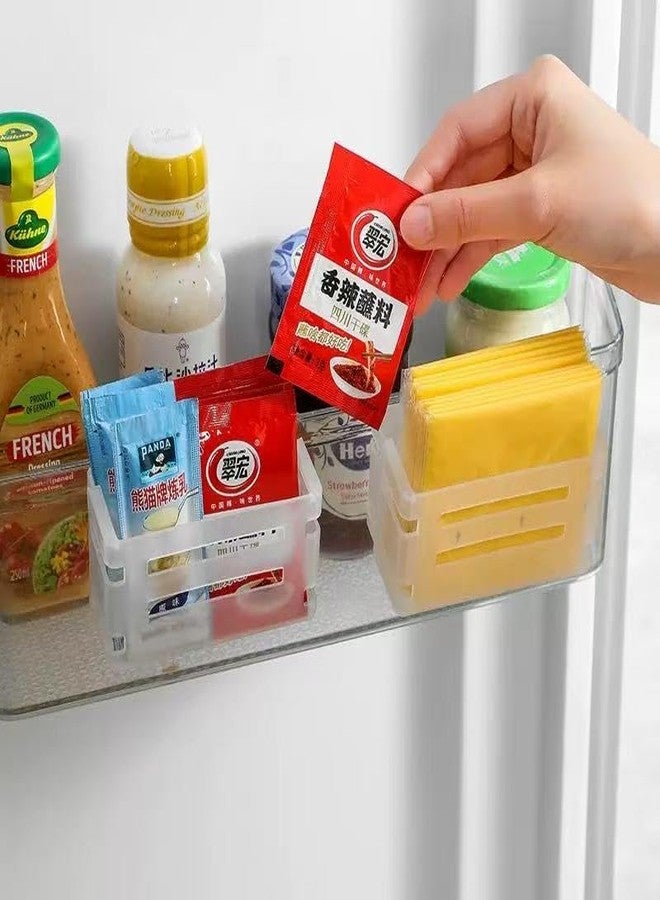 Ueeksry 2PCS Space-Saving Cheese Slice Holder for Fridge Door, Fridge Organizers and Storage, Side Door Clip-on Hanging Retractable Storage Organization Box - Image 5