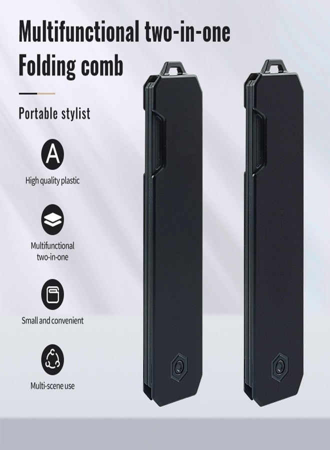 Pmeixcy Protable Folding Pocket Comb for Men, 2 in 1 Hair Comb - Fine Tooth Comb, Styling for Everyday Grooming & Combing Hair, Beards and Mustaches (Black) - Image 4