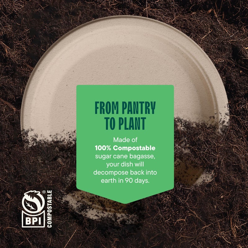 Stack Man 100% Compostable Paper Plates 9 Inch [500 Count] Heavy-Duty Dinner Plates - Natural Brown Color Unbleached Bagasse - Eco-Friendly Disposable Biodegradable Sugarcane Plates - [Bulk Case 4 x 125 Pack] - Image 5