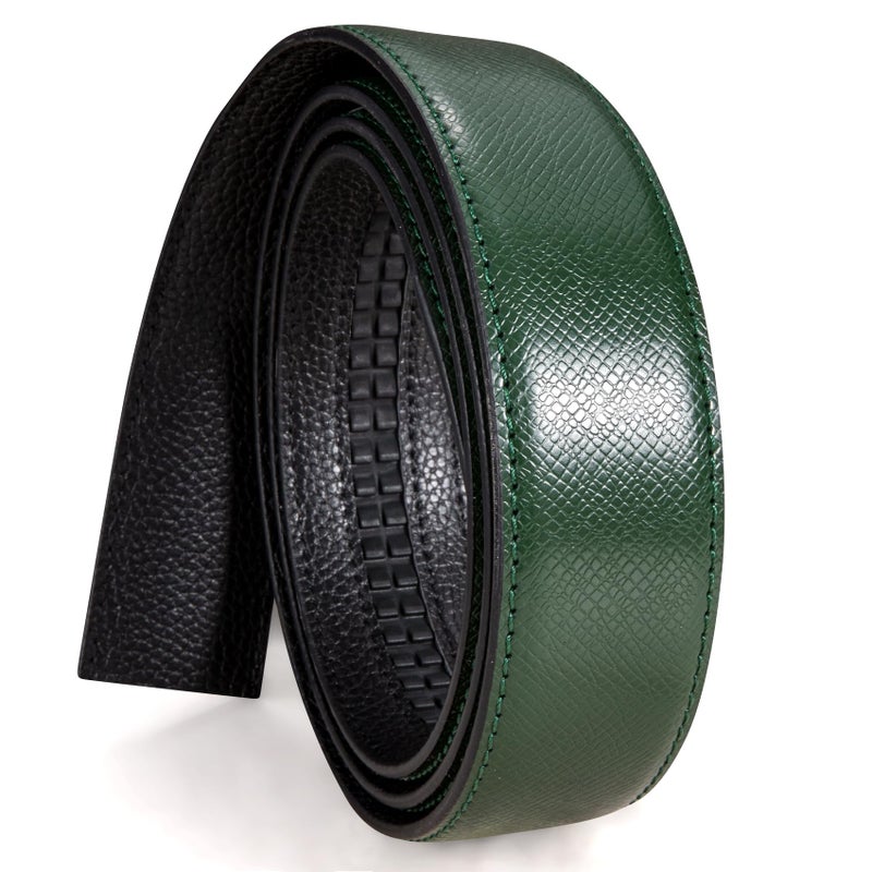 Dubulle Men's Belt Green Ratchet Leather Designer Belts Strap Adjustable Buckle Trim To Fit Business - Image 4
