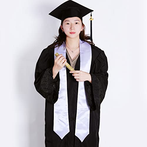 Tongcloud 5pcs 70 Inch Unisex Graduation Stole Sash Adult Plain Graduation Honor Satin Stole for Men Women (White) - Image 3