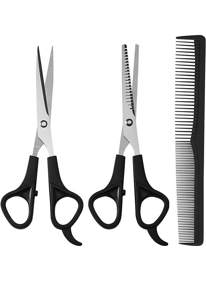 3 Pack Hair Cutting Scissors Set, Barber Shears and Thinning Scissors and 1pcs Comb for Hairdressers, Stainless Steel Sharp Blades for Trimming, Styling - Image 1