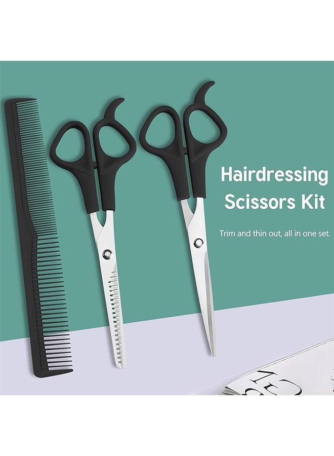 3 Pack Hair Cutting Scissors Set, Barber Shears and Thinning Scissors and 1pcs Comb for Hairdressers, Stainless Steel Sharp Blades for Trimming, Styling - Image 2