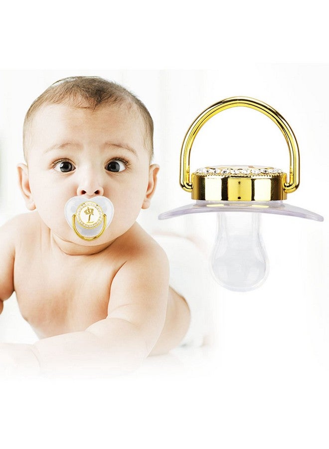 Focket Pacifier Clips Baby Girl, 26 Letter Rhinestone Baby Pacifier with Name Initial Letter, Curved Bling Pacifier for Girl, Newborn Baby Girl Pacifiers Clips, Baby Shower Birthday Gifts (L) - Image 1