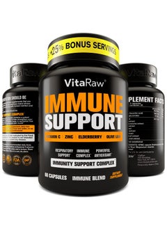 VitaRaw ????? Immune Support Vitamins Elderberry With Zinc Vitamin C And Garlic For Adults Sambucus Black Elderberry Capsules & Echinacea Immunity Renewal Complex Powerful 10 In 1 Immune Defense  - Image 1