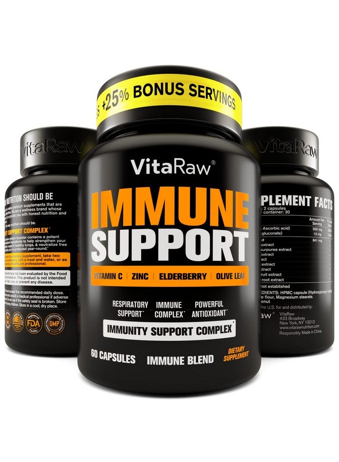 VitaRaw ????? Immune Support Vitamins Elderberry With Zinc Vitamin C And Garlic For Adults Sambucus Black Elderberry Capsules & Echinacea Immunity Renewal Complex Powerful 10 In 1 Immune Defense - Image 2