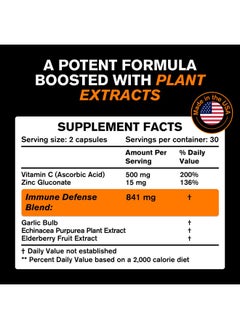 VitaRaw ????? Immune Support Vitamins Elderberry With Zinc Vitamin C And Garlic For Adults Sambucus Black Elderberry Capsules & Echinacea Immunity Renewal Complex Powerful 10 In 1 Immune Defense  - Image 3
