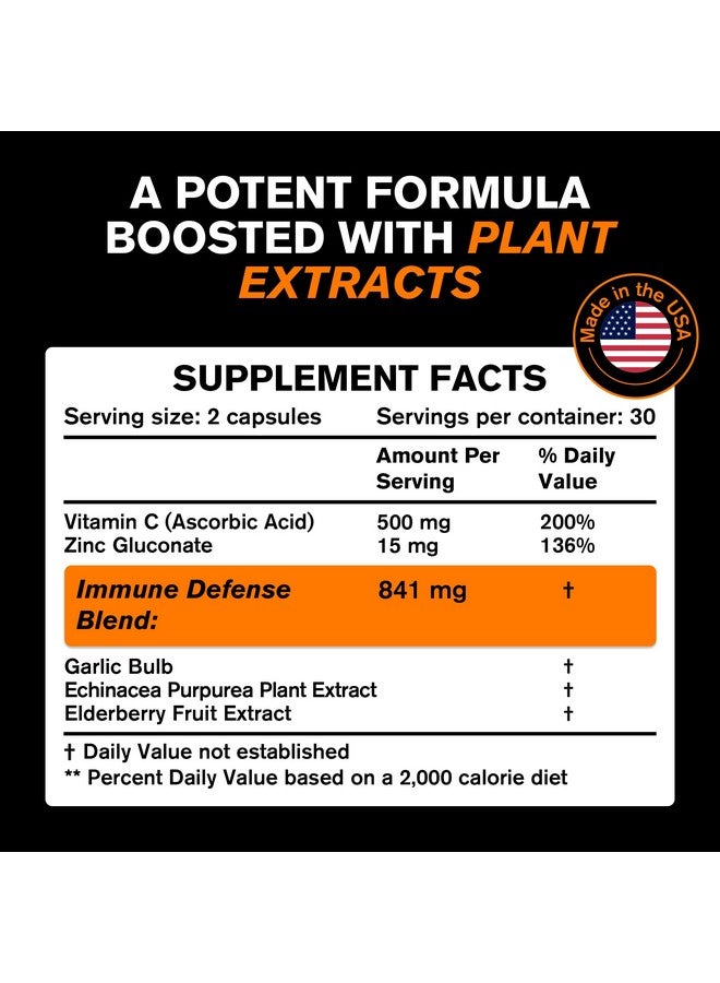 VitaRaw ????? Immune Support Vitamins Elderberry With Zinc Vitamin C And Garlic For Adults Sambucus Black Elderberry Capsules & Echinacea Immunity Renewal Complex Powerful 10 In 1 Immune Defense - Image 3