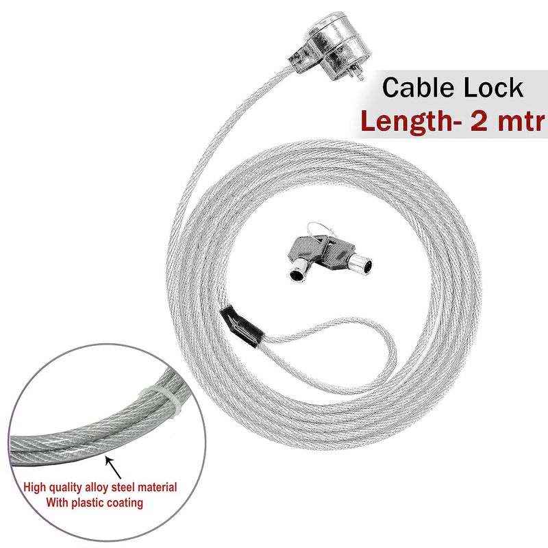Storite 2M Security Lock for ThinkPad Laptops | Durable Alloy Cable with Key Lock System and 2 Keys | Anti-Theft Protection, Silver - Image 2