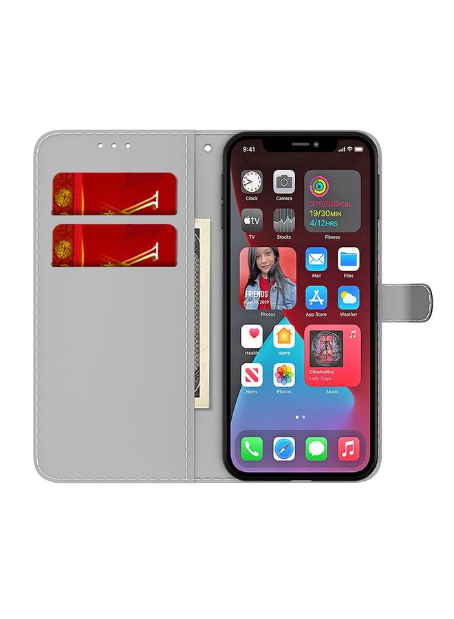 زبون جراب لهاتف iPhone 12 Pro Max بنمط ضباب سحابي، جراب جلدي قلاب أفقي مع حامل وفتحة بطاقة ومحفظة - Image 4