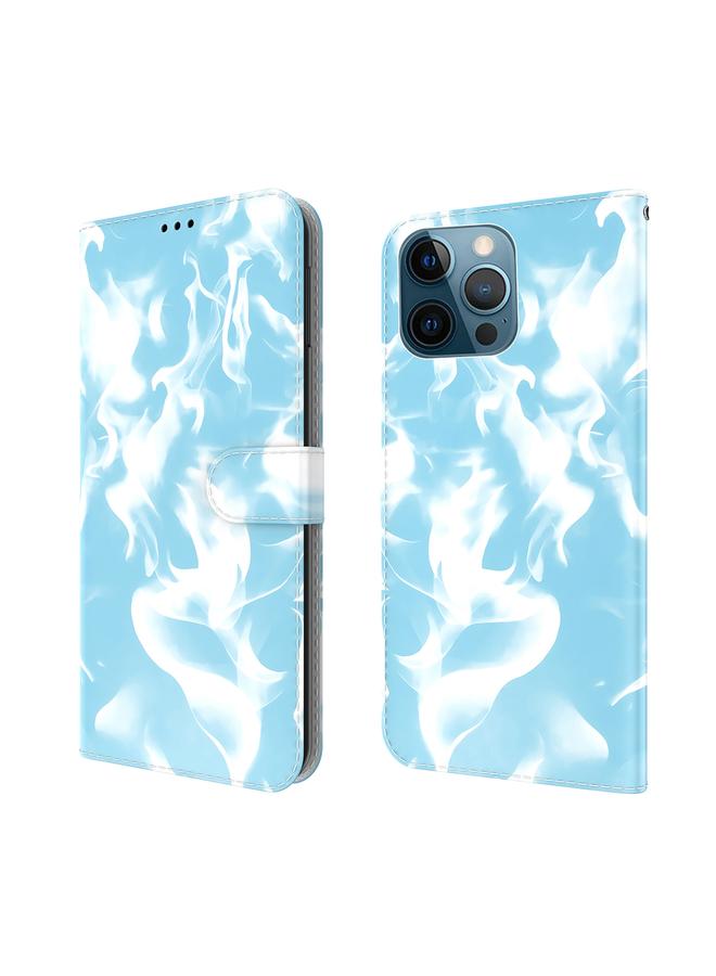 زبون جراب لهاتف iPhone 12 Pro Max بنمط ضباب سحابي، جراب جلدي قلاب أفقي مع حامل وفتحة بطاقة ومحفظة - Image 1