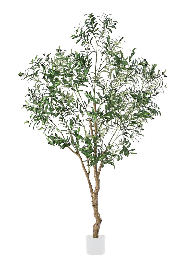 Zvezvia Premium Artificial Olive Tree with Twisted Trunk & Realistic Fruits for Indoor Home & Office Decor - Faux Silk Plant in Pot - Green/Natural - Image 2