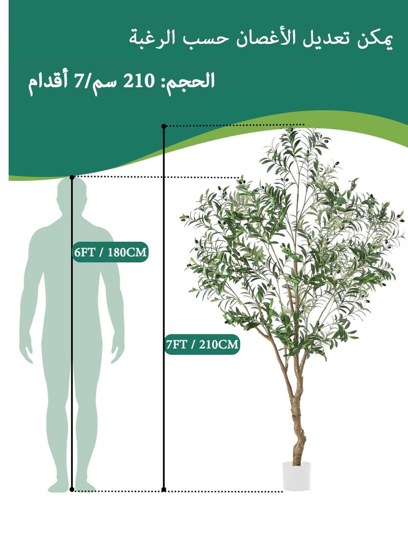 Zvezvia Premium Artificial Olive Tree with Twisted Trunk & Realistic Fruits for Indoor Home & Office Decor - Faux Silk Plant in Pot - Green/Natural - Image 5