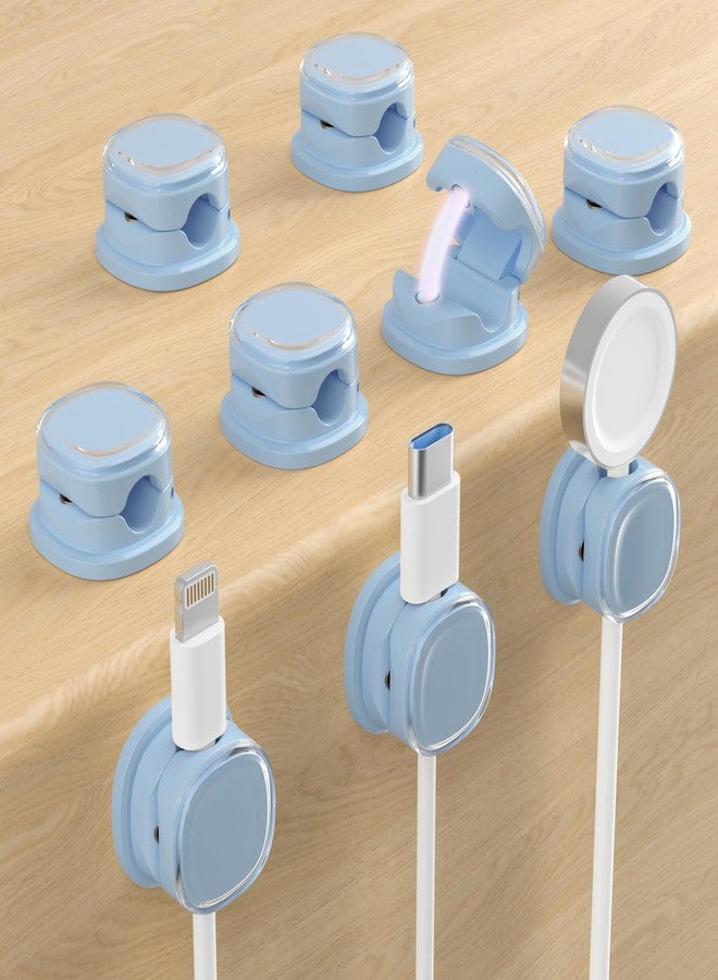 COOCAT Magnetic Cable Clips, Adjustable Cord Holder Management, Adhesive Wire Keeper Organizer for Home Office Desk Phone PC Car Wall Desktop Nightstand Appliance (9-PCS Blue) - Image 1