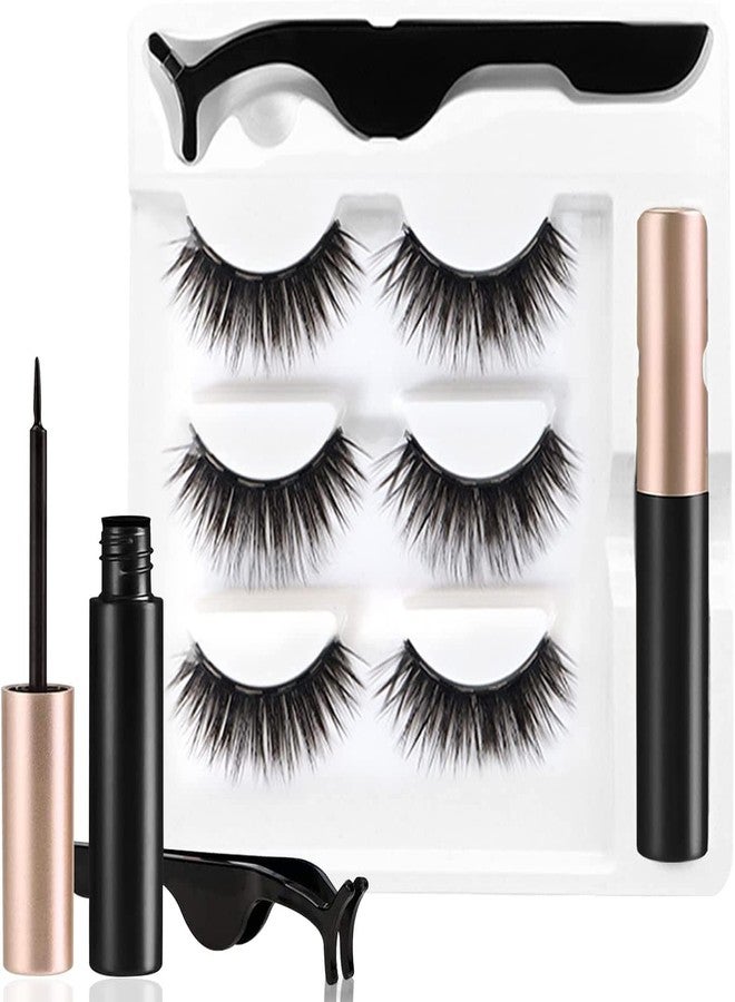 Shopfleet 3 Pairs Magnetic False Eyelashes - Reusable Fake Eyelashes with Eyeliner and Tweezer - Artificial Eye Lashes for Women - Image 1