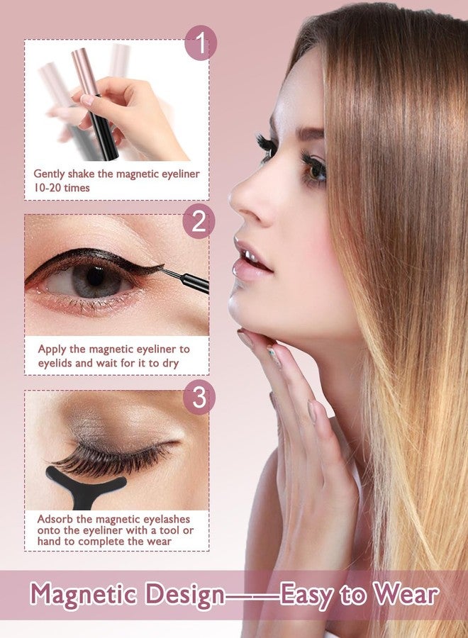 Shopfleet 3 Pairs Magnetic False Eyelashes - Reusable Fake Eyelashes with Eyeliner and Tweezer - Artificial Eye Lashes for Women - Image 4