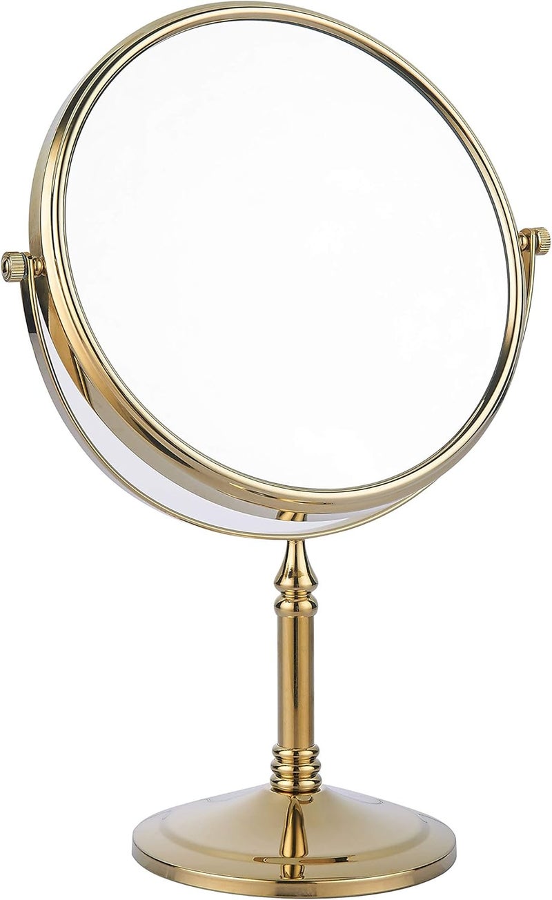 bgl Beauty Mirror Is Used On Both Sides, Dressing Table Mirror 1X / 3X, 8" 360 Rotating Magnifying Glass, Brass Bathroom Mirror (Gold) Trendy natural tone options - Image 1