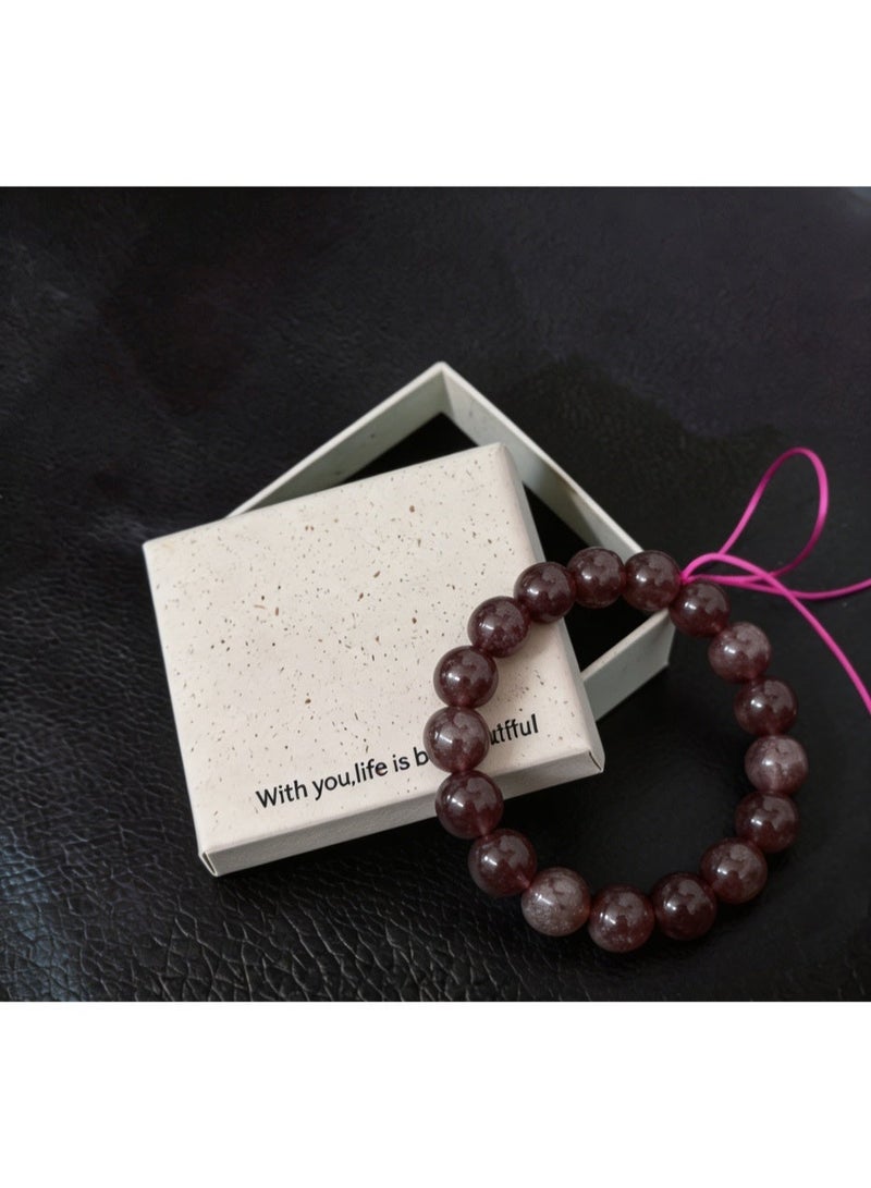 Treehut Strawberry Quartz Bracelet For Men Women Natural Healing Pink Stone Energy Beaded Bracelets - Image 4