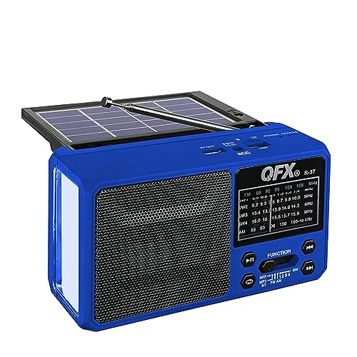 QFX R-37-BL 6-Band (AM, FM, SW1 - SW4) Bluetooth LED Flashlight Solar Radio (2021 Model) - Image 1