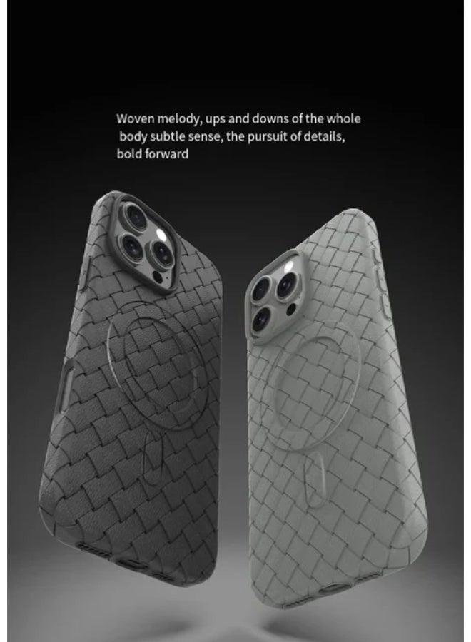 جراب لهاتف 16برو ، مصنوع من نسيج كامل، ملمس الجلد، أداة مبتكرة تجمع بين الحماية القصوى والتصميم الأنيق، باستخدام مواد عالية الجودة وتقنيات متقدمة، اللون: (رمادي) - Image 4