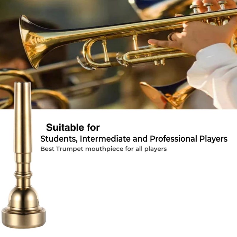 Rmze Professional 7C-112 Gold Trumpet 7C Mouthpiece - Mouthpiece for Beginner or Advanced Players (Pack of 2) - Brass Musical Instrument - Image 4