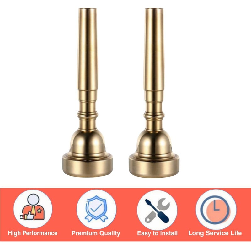 Rmze Professional 7C-112 Gold Trumpet 7C Mouthpiece - Mouthpiece for Beginner or Advanced Players (Pack of 2) - Brass Musical Instrument - Image 5