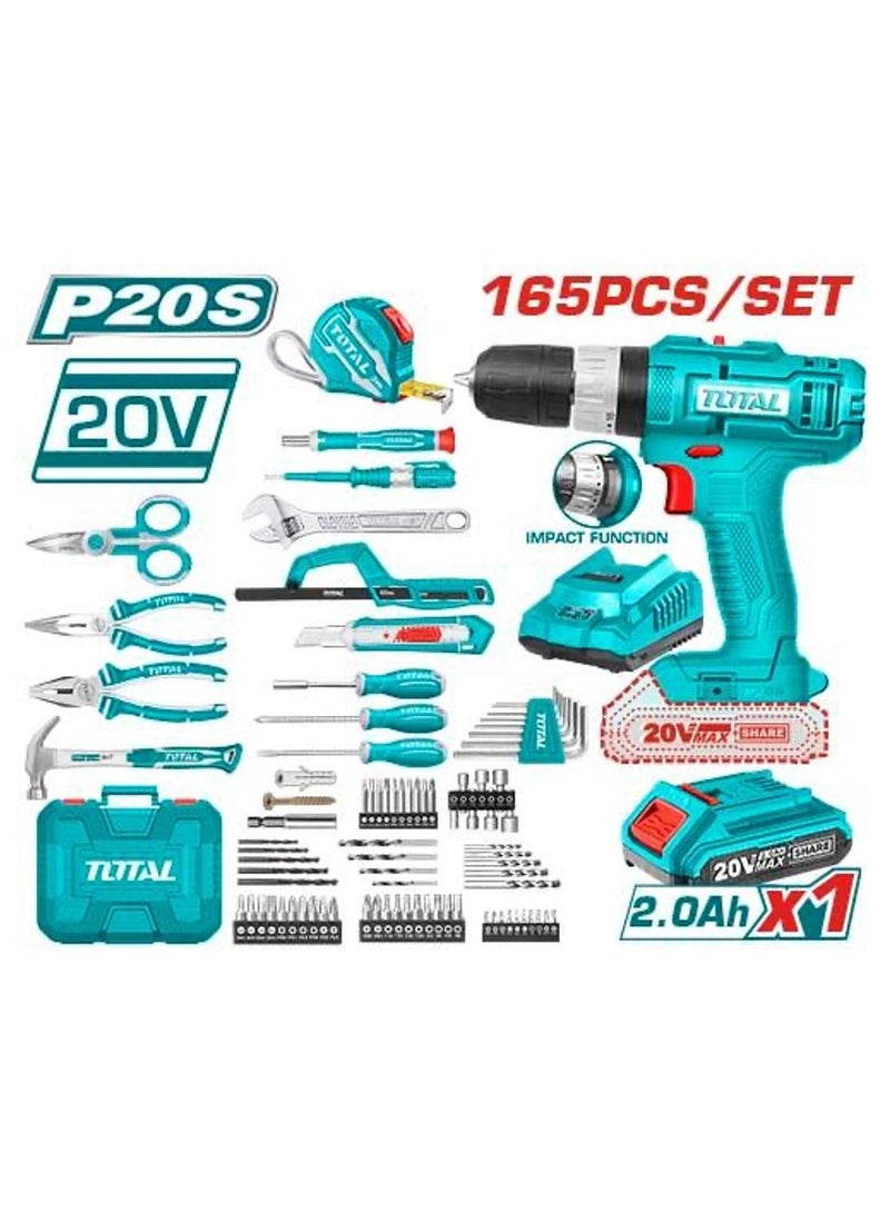 TOTAL Impact Drill Set With 165 Tool Set THKTHP11652 - Image 2