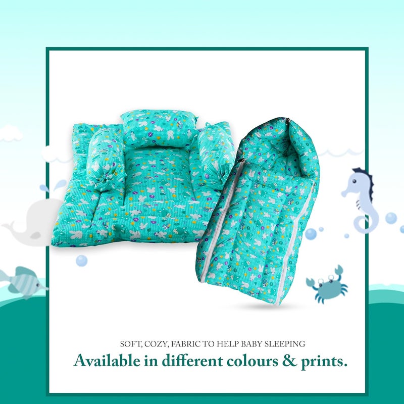 Steelbird Steelbird KoKo Combo of Baby Sleeping Bag with Bed Set 2 Pcs Bedding Set for Baby 06 Months Green - Image 4
